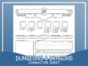 Dungeons and Dragons 5e Character Sheet in Simple Black and White Lines