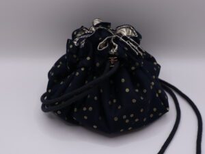 Dark Blue with Golden Dots Dice Bag - Large