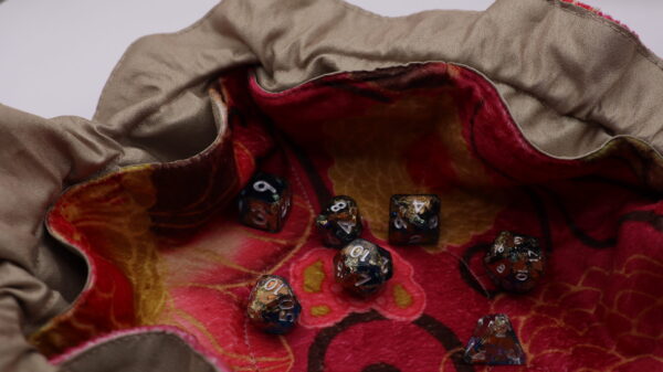 Pink Flowers Dice Bag - Large