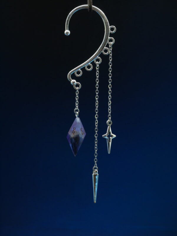 Ear Cuff D10 Silver - Purple Black Matte