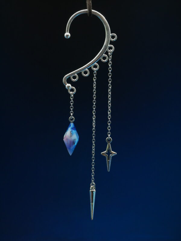 Ear Cuff D10 Silver - Blue Red Small