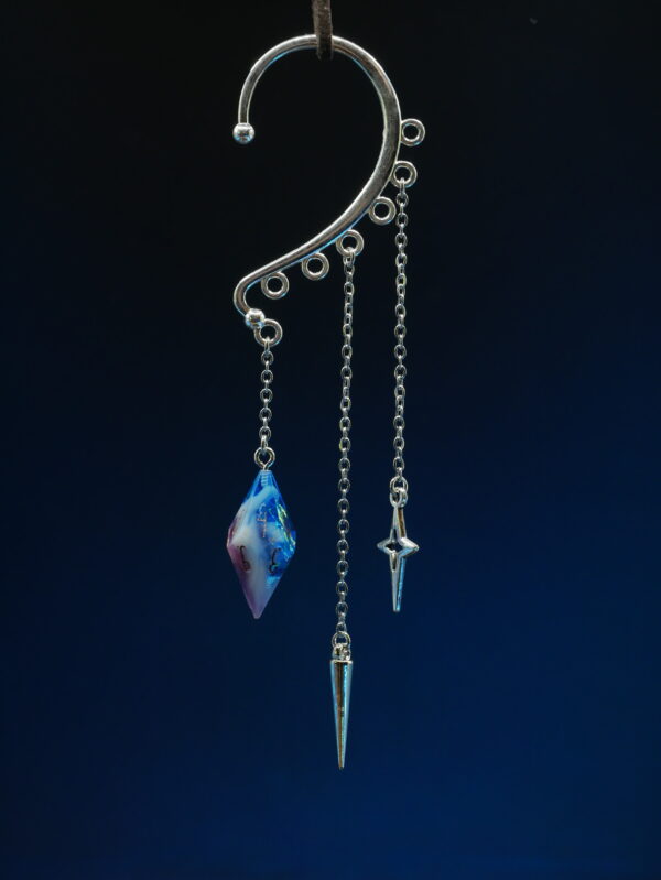 Ear Cuff D10 Silver - Blue Red