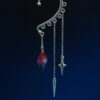 Ear Cuff D10 Silver - Red