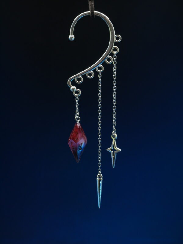 Ear Cuff D10 Silver - Red