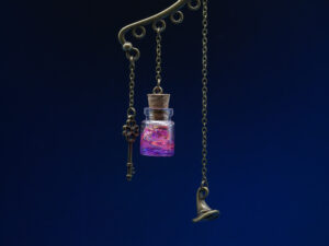 JUL-POT-10 Ear Cuff Potion Bronze - Purple Mylar (2) Ear Cuff Potion Bronze - Purple Pink