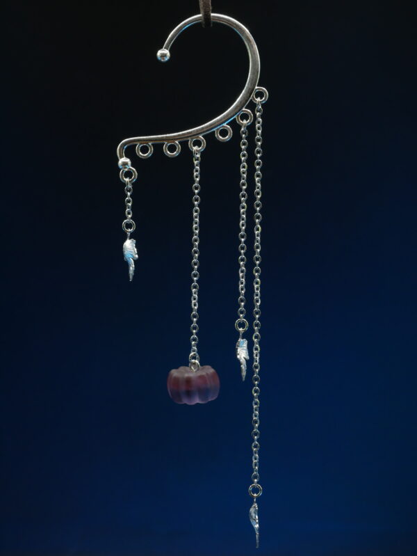 Ear Cuff Pumpkin Silver - Blue Red Matte