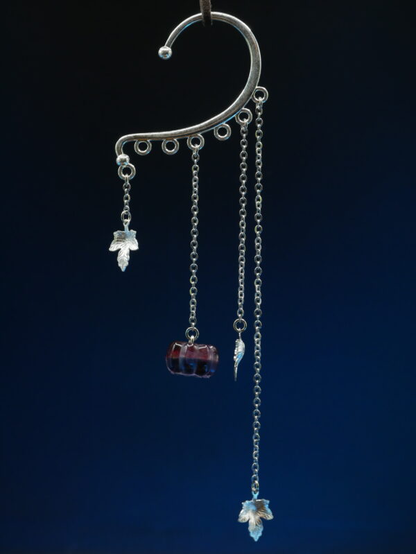 Ear Cuff Pumpkin Silver - Blue Red