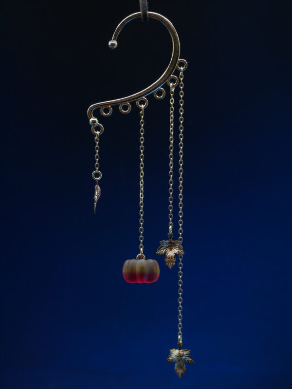 JUL-PUMP-04 Ear Cuff Pumpkin KC Gold - Orange Red Matte Ear Cuff Pumpkin KC Gold - Orange Red Matte